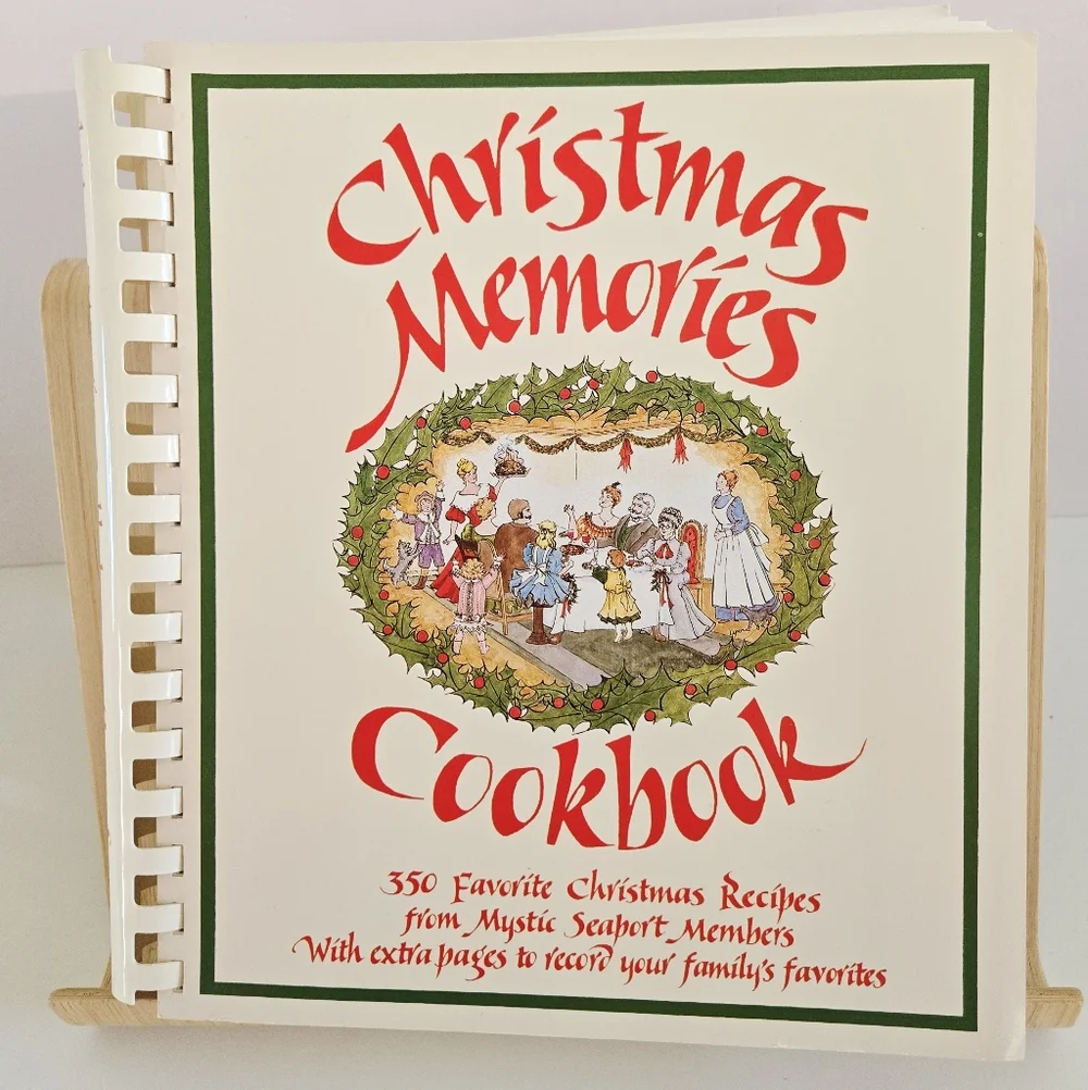 Christmas Memories Cookbook 1990 6th Printing Mystic Seaport Cottagecore -VG